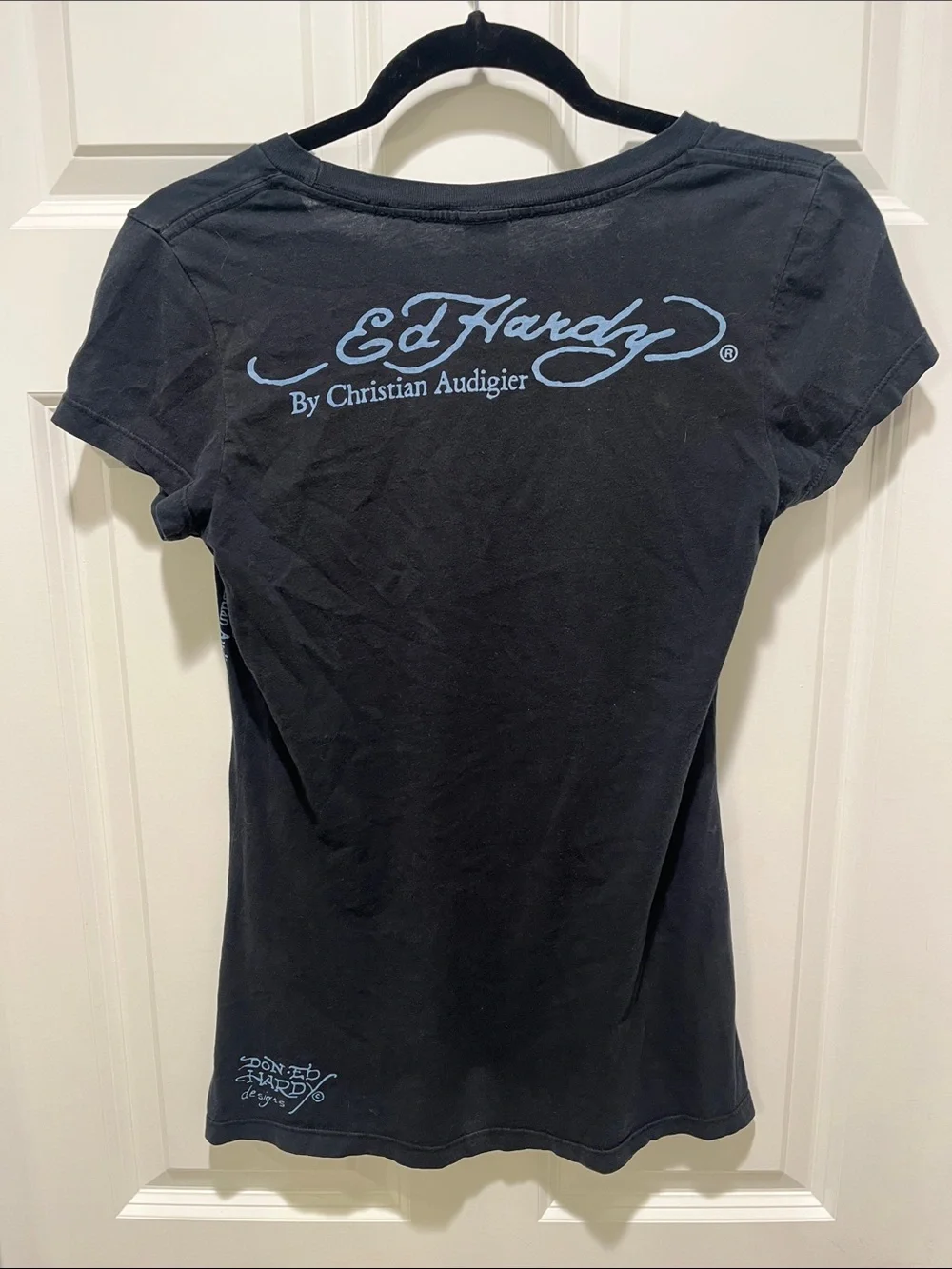 Ed Hardy By Christian Audigier Golden Rose of Love Short Sleeve Baby Tee faded - Picture 6 of 14